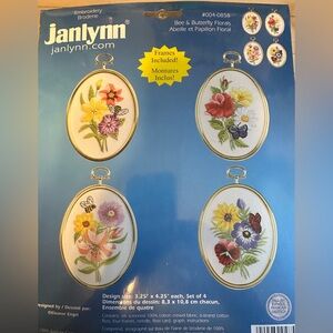 Janlynn Floral Embroidery complete Kit Set of 4- unopened